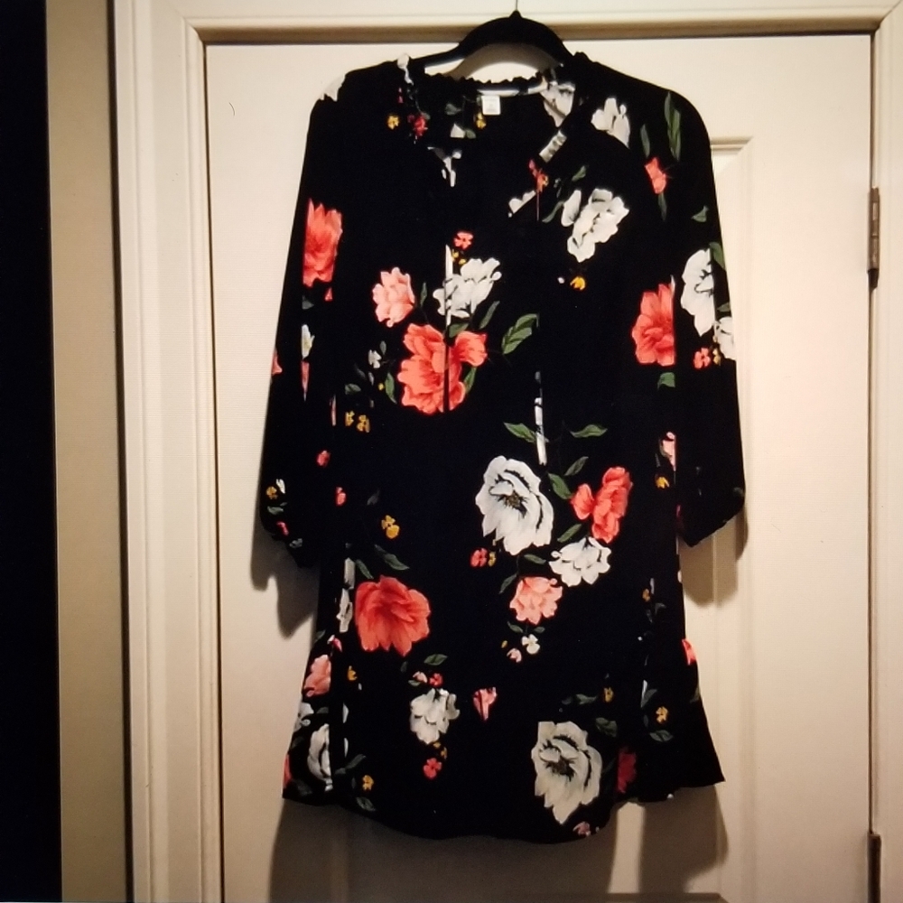 Old Navy Black Pink Floral Dress Sz XXL